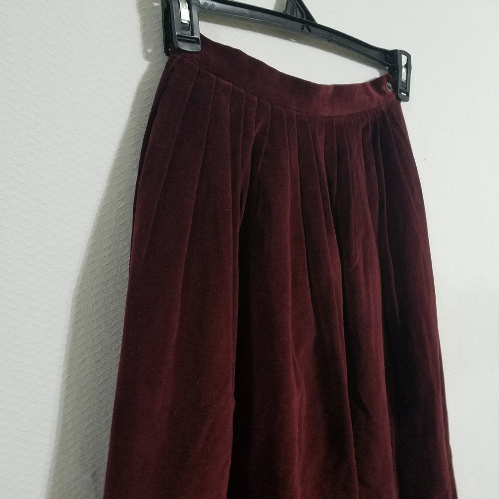 Ralph Lauren Suede Cotton Skirt SZ 6 Burgundy Red